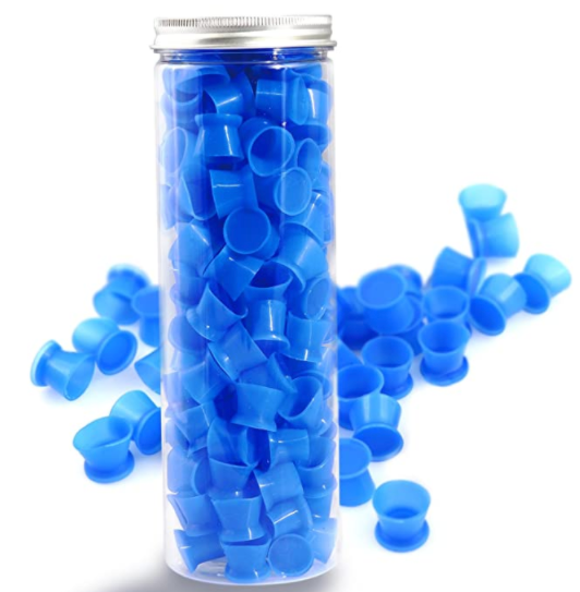 Tattoo Ink Caps Cups - 130Pcs/box blue Tattoo Ink Cups With Base,Tattoo Kits,Tattoo Supplies (#16 Large)