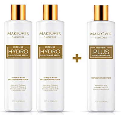 MakeOver SkinCare Bundle - Intense Hydro Brightening Serum - Stretch Mark Removal + Prevent Plus – Stretch Marks & Scar Prevention